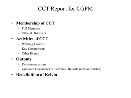 CCT Report for CGPM