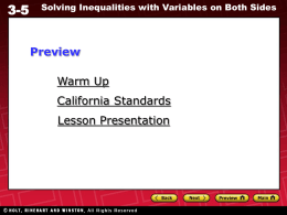 3-5 Solving Inequalities with Variables on Both Sides