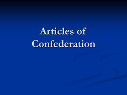 Articles of Confederation - Crawford`s History In The Making