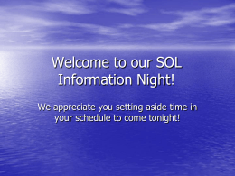 Welcome to SOL Parent Night