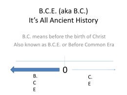 BCE (aka BC) It`s All Ancient History