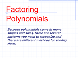 PPT: Factoring Polynomials