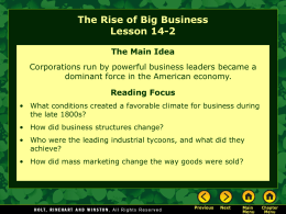 Lesson 14-2: The Rise of Big Business