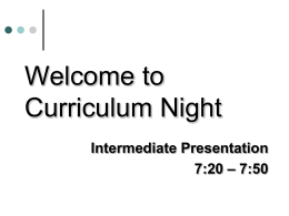 Welcome to UMPS Curriculum Night