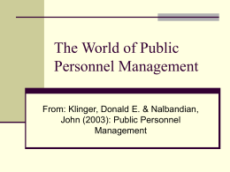 The World of Public Personnel Management