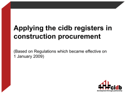 Applying the registers in construction procurement