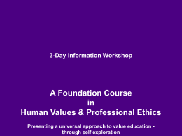 3-Day Value Orientation Workshop