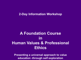 2-Day Value Orientation Workshop
