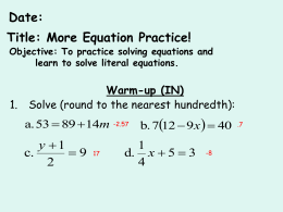 solving literal equations - 09-10