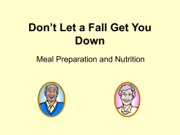 Meal preparation and nutrition