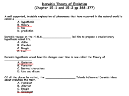 Darwin`s Theory of Evolution (Chapter 15-1 and 15