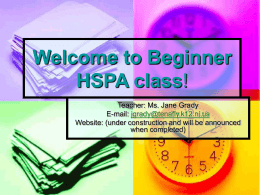 Welcome to HSPA class!