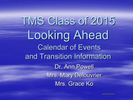 Class of 2009 Calendar of Events