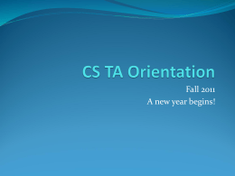 Powerpoint Slides from Fall 2011 Orientation 8-19-11