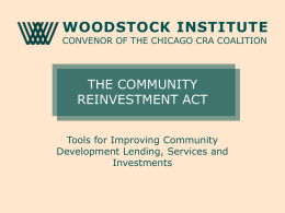 CRA 101: Tools for Improving Community Development Lending