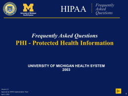 HIPAA Frequently Asked Questions - University of Michigan Health