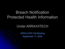 Breach Notification for Unsecured Protected Health