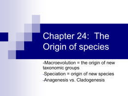 Chapter 24: The Origin of species