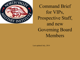 NVMI Command Brief July 2014 - North Valley Military Institute