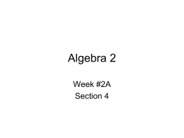 Week #2A - MathChow