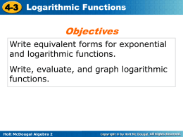 4.3 Logarithmic Functions
