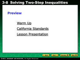 Solving Two-Step Inequalities Powerpoint presentation