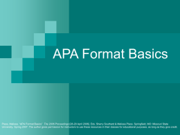 Basics of APA Paper Format