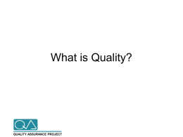 What is Quality? - USAID ASSIST Project