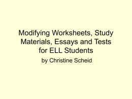 Modifying Worksheets, Tests and Assignments for ESL Students