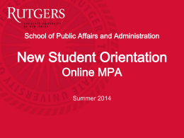 The Online Program - School of Public Affairs and Administration