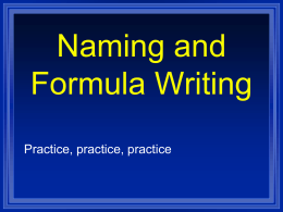 Naming Compounds and Formulas