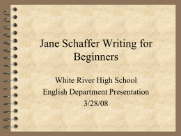 Jane Schaffer Writing for Beginners