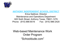 Web Based Maintenance Work Order Program