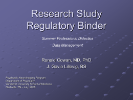 Research Study Regulatory Binder - Vanderbilt University School of