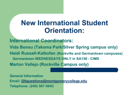 Fall 2005 Orientation New International Students