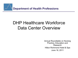 DHP Healthcare Workforce Data Center Overview