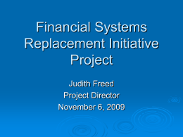 Financial Systems Replacement Initiative Project