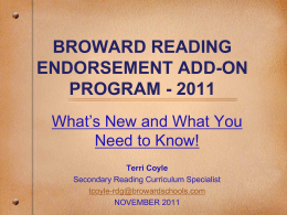 broward reading endorsement add-on program