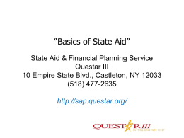 Basics of State Aid - State Aid and Financial Planning Service