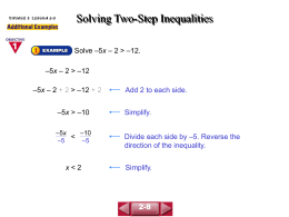 Solving Two-Step Inequalities(2-8).