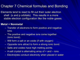 Chapter 7 Chemical formulas and Bonding