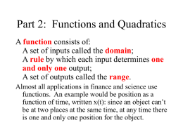 Part 2: Functions and Quadratics