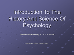 Introduction To The History And Science Of