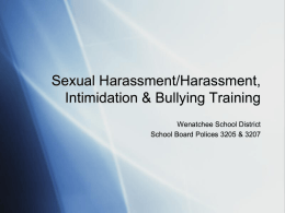 Sexual Harrassment/Harrassment, Intimidation and Bullying Training