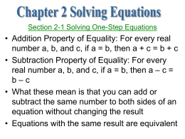 Section 2-4 Equations With Variables on Both Sides
