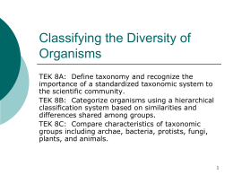 Classifying the Diversity of Organisms