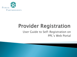 Provider Registration - PCG Public Partnerships