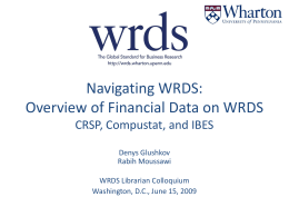 Tutorial on Financial Data - Wharton Research Data Services