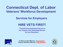 Connecticut Dept. of Labor Veterans` Workforce Development