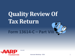Quality Review - AARP Tax-Aide